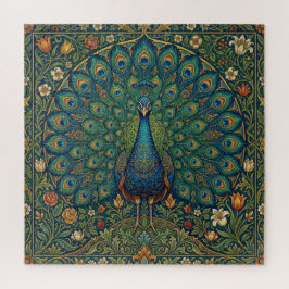 Elegante vintage bohemien pauwontwerp legpuzzel