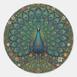 Elegante vintage bohemien pauwontwerp ronde sticker