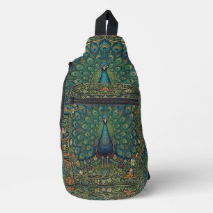 Elegante vintage bohemien pauwontwerp sling bag