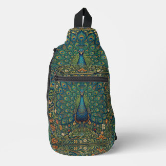 Elegante vintage bohemien pauwontwerp sling bag