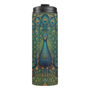 Elegante vintage bohemien pauwontwerp thermosbeker