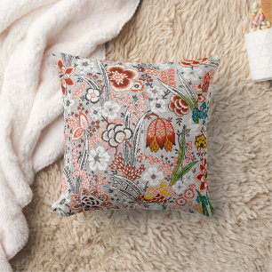 Elegante Vintage Boho Abstracte Bloem Kunst Kussen