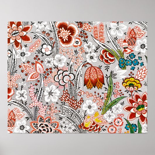 Elegante Vintage Boho Abstracte Bloem Kunst | Poster (Voorkant)