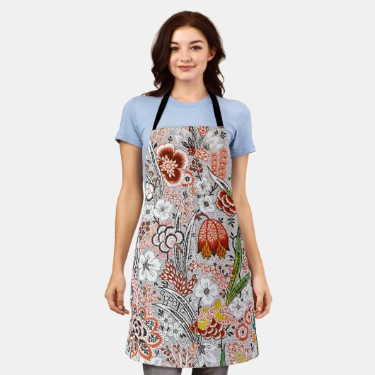 Elegante Vintage Boho Abstracte Bloemschildering | Schort (Gedragen)