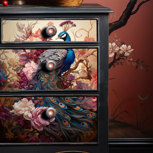 Elegante Vintage Boho Victoriaanse Decoupage Pauw Tissuepapier