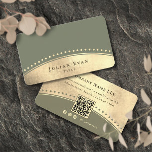 Elegante Vintage Boog Glitter Goud Salie Groen Visitekaartje