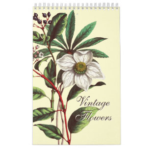 Elegante Vintage Botanische Bloem Illustraties  Kalender
