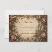 Elegante Vintage Botanische Bruiloft Bedankkaart (Voorkant)