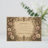Elegante Vintage Botanische Bruiloft Bedankkaart (Staand voorkant)