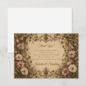 Elegante Vintage Botanische Bruiloft Bedankkaart (Voorkant / Achterkant)