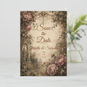 Elegante Vintage Botanische Bruiloft Save The Date (Staand voorkant)