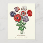 Elegante Vintage Botanische Klaproos Anemoon Briefkaart (Voorkant)