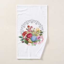 Elegante Vintage Botanische met Zilveren Krans Handdoek