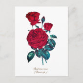 Elegante Vintage Botanische Rode Roos Bloemmotief Briefkaart (Voorkant)
