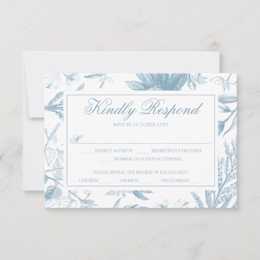 Elegante Vintage Botanische Trouw RSVP Kaart (Voorkant)
