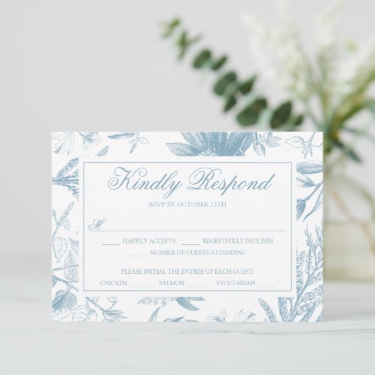 Elegante Vintage Botanische Trouw RSVP Kaart (Staand voorkant)