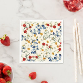 Elegante Vintage Botanische Wilde Bloemen Servet