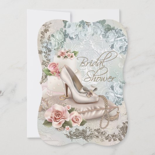 Elegante Vintage Bruidsfeest Kaart (Voorkant)