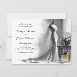 Elegante Vintage Bruidsillustratie Romantisch Save The Date