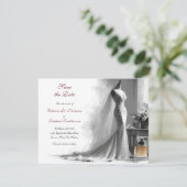 Elegante Vintage Bruidsillustratie Save the Date (Staand voorkant)