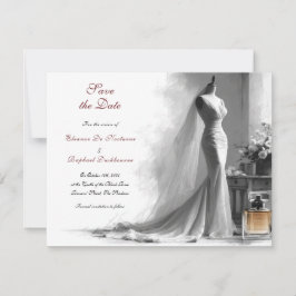 Elegante Vintage Bruidsillustratie Save the Date