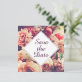 Elegante Vintage bruiloft aankondiging, bloem moti (Staand voorkant)