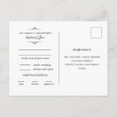 Elegante Vintage Bruiloft Antwoord Postkaart Uitnodiging Briefkaart (Achterkant)