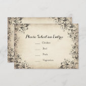 Elegante Vintage Bruiloft Ingangskaart met Bloemmo RSVP Kaartje (Voorkant / Achterkant)