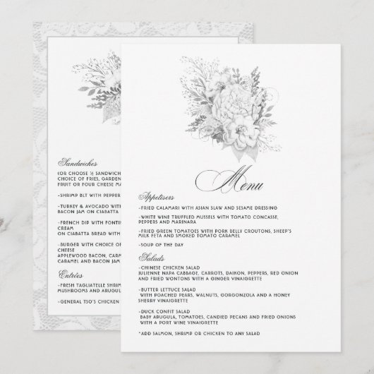 Elegante Vintage Bruiloft Menu (Voorkant / Achterkant)