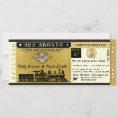 Elegante vintage bruiloft trein ticket uitnodiging (Voorkant)
