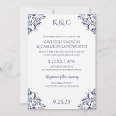 Elegante vintage bruiloft uitnodiging | Marine 2 (Voorkant)