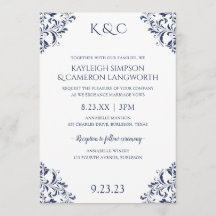 Elegante vintage bruiloft uitnodiging | Marine 2