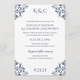 Elegante vintage bruiloft uitnodiging | Marine 2