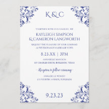 Elegante vintage bruiloft uitnodiging | Royal Blue