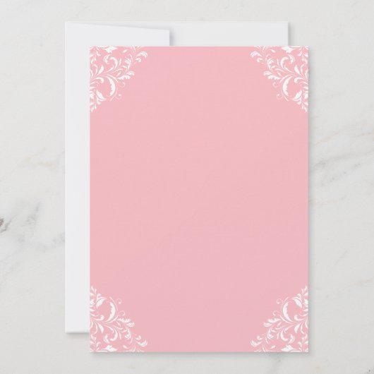 Elegante vintage bruiloft uitnodiging | Roze & Gou (Achterkant)