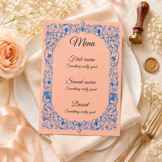 Elegante Vintage Bruiloftsmenu Sjabloon | Aanpasba Menu