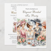 Elegante Vintage Bruiloftsthee Uitnodiging (Voorkant / Achterkant)