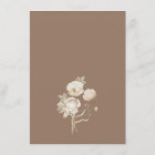 Elegante Vintage Bruine Bloemige Trouwdetails Informatiekaartje (Achterkant)