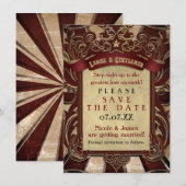 Elegante Vintage Carnaval Save The Date uitnodigin (Voorkant / Achterkant)