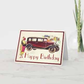 Elegante Vintage Cars Verjaardagskaart Kaart
