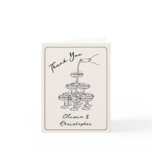 Elegante Vintage Champagne Toren Schets Bedankjes