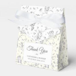 Elegante Vintage Chic Grijze Engelen Toile Trouw Bedankdoosjes