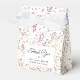 Elegante Vintage Chic Roze Engelen Toile Trouw Bedankdoosjes