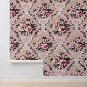 Elegante Vintage Chic Roze Rozen Behang