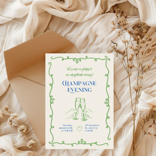 Elegante Vintage Cocktail Champagne Avondfeest Kaart