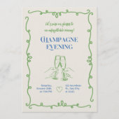 Elegante Vintage Cocktail Champagne Avondfeest Kaart (Voorkant)