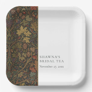Elegante Vintage Cottage Botanische Herfst Theekra Papieren Bordje