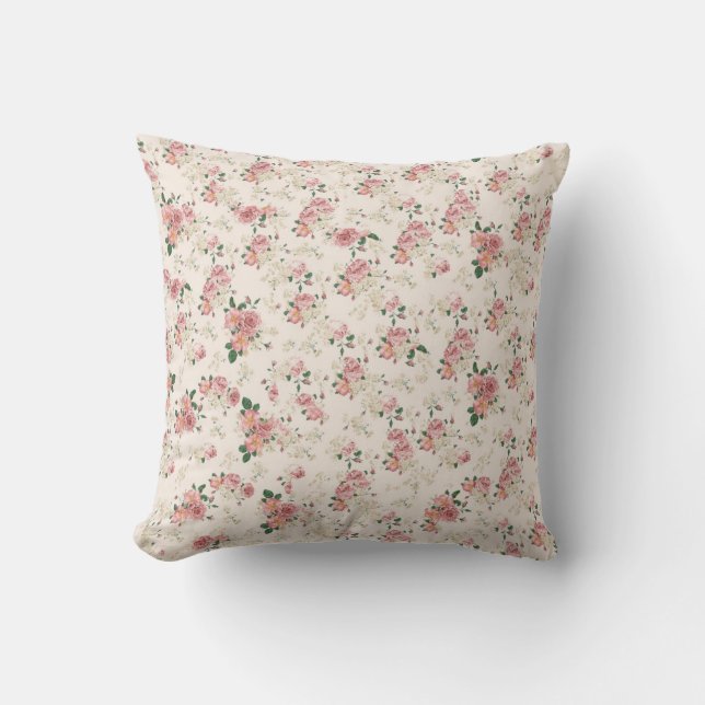 Elegante vintage cottage roos kussen (Voorkant)
