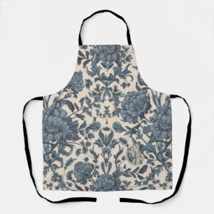 Elegante vintage cottage stijl blauwe bloemkooksti schort