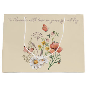Elegante vintage cottagecore waterverf bloem boho groot cadeauzakje